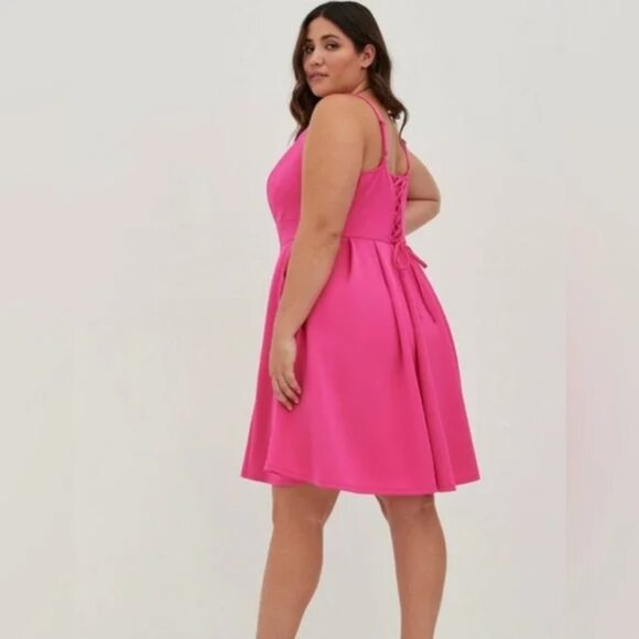 Torrid Mini Scuba Skater Dress Pink Glo 2X - Picture 2 of 16